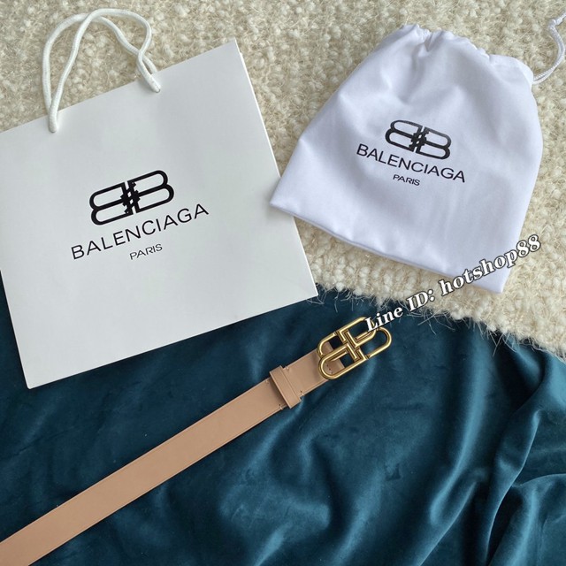 Balenciaga女士皮帶 巴黎世家BB經典logo扣腰帶 巴黎世家小牛皮皮帶  jjp1135